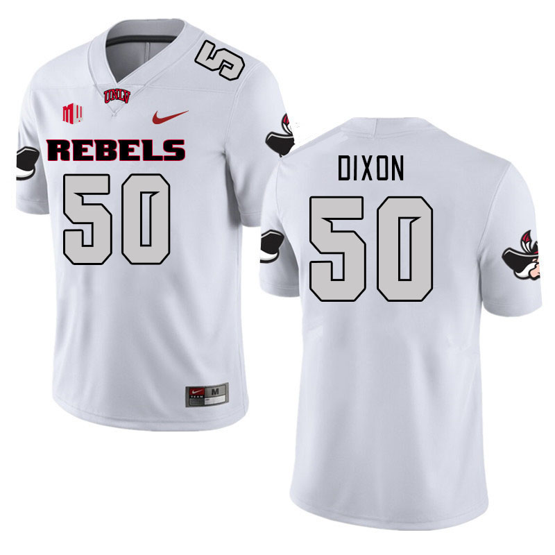 Men #50 Jalen Dixon UNLV Rebels 2023 College Football Jerseys Stitched-White - Click Image to Close